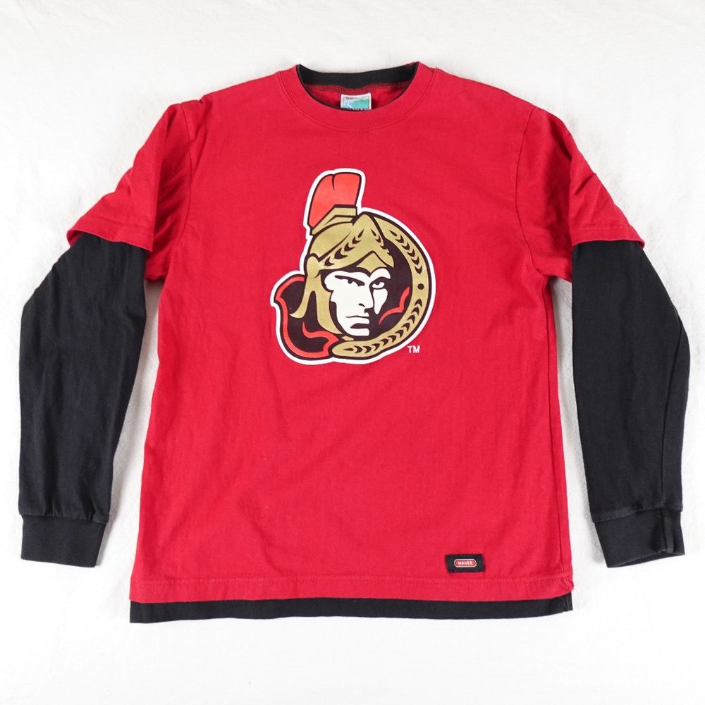 Waves Ottawa Senators NHL Hockey Shirt Adult Medium 100% Cotton Long Sleeve Tee